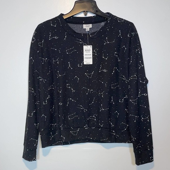 Jenni Long Sleeve printed Waffle Pajama Top (top only) black Medium - Picture 2 of 8